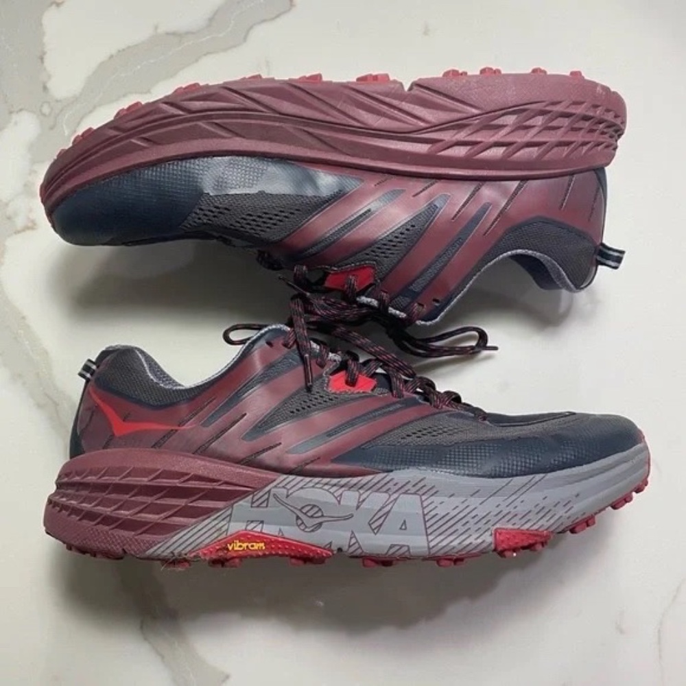 HOKA Men’s Maroon Speedgoat 4 Trail Running Shoes